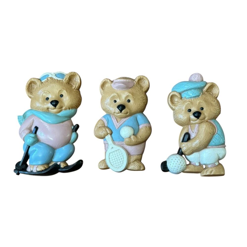 Teddy Bears Playing Sports Wall Hangings Skiing Tennis‎ Golf Home Interiors Kids